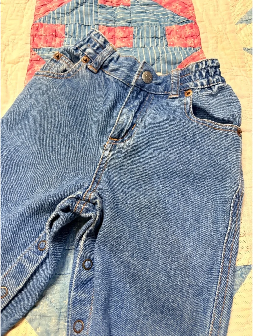 Vintage Classic Baby GAP Denim Jeans Infant Baby Size 3-6 Mos Blue Wash Snap Leg